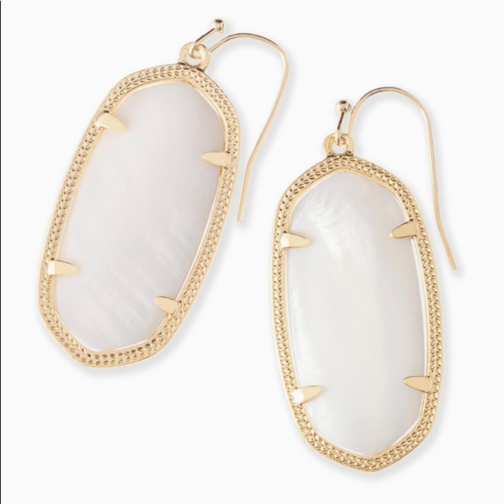 Kendra Scott white elle gold drop earrings
